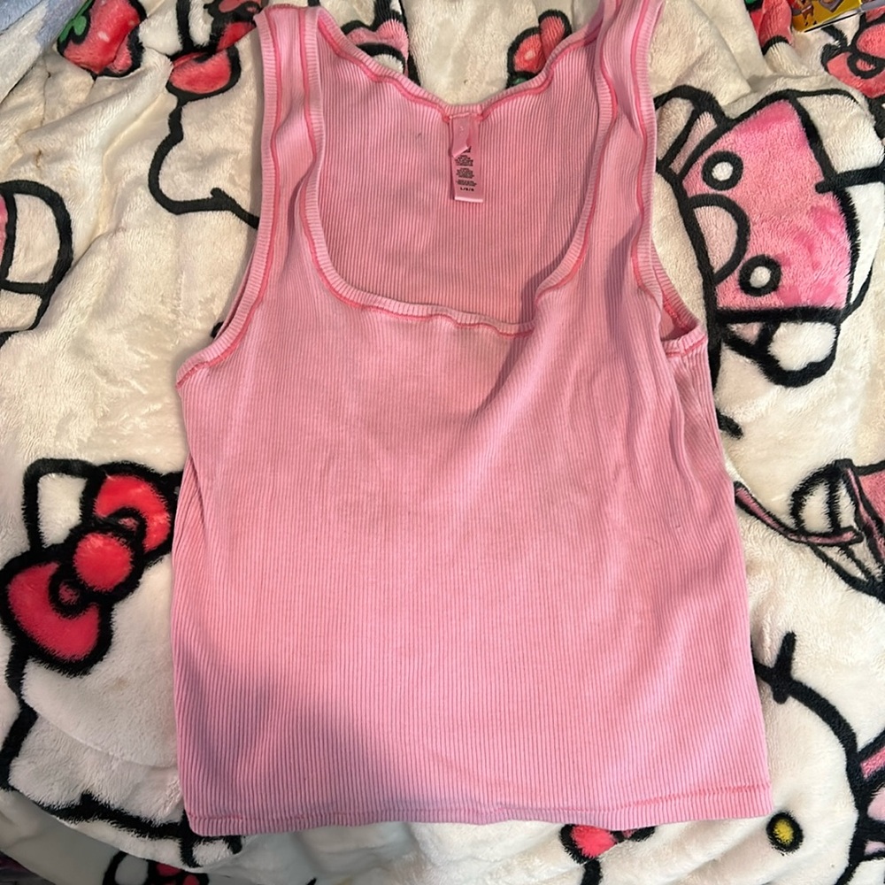 Skims bubblegum pink cotton jersey tank top